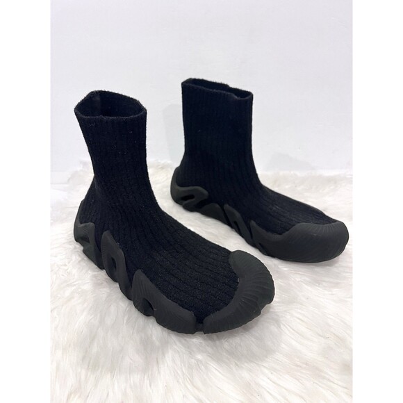 ZARA Men Sock Knit Fabric High-Top Sneakers Black Size US 9 EUR 42 - Picture 7 of 15